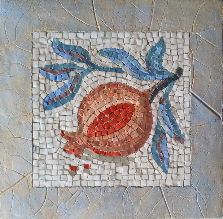 Skulptur mit dem Titel "Pomegranate branch" von Alyona Masterkova, Original-Kunstwerk, Mosaik