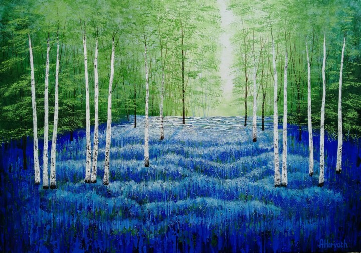 Malerei mit dem Titel "By the Shady Wood" von Amanda Horvath, Original-Kunstwerk, Acryl Auf Keilrahmen aus Holz montiert