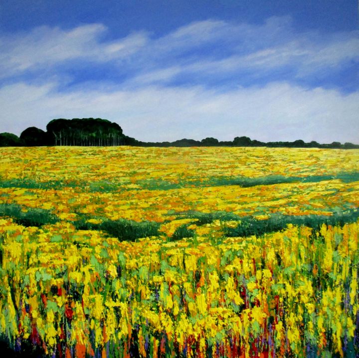 Golden Field Painting By Amanda Horvath Artmajeur