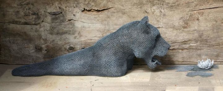 Sculpture titled "TIGRE" by Amandine Bocquelet, Original Artwork, Metals