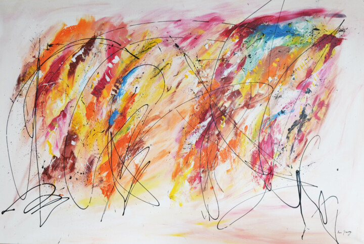 Pintura titulada "Signes du ciel" por Âme Sauvage, Obra de arte original, Acrílico Montado en Bastidor de camilla de madera