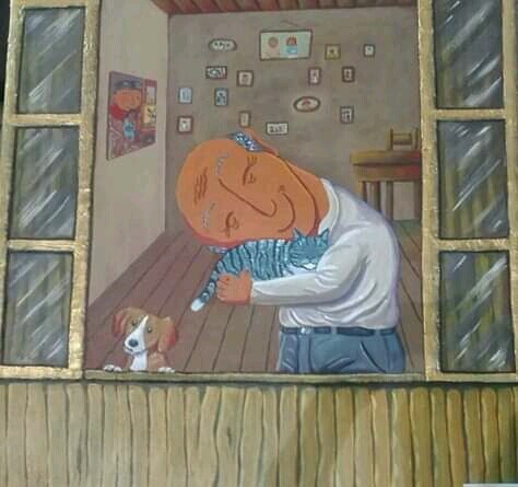 Schilderij getiteld "Los abuelos" door Ana Evidencia, Origineel Kunstwerk, Acryl