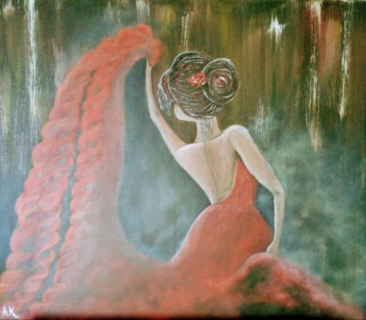 Картина под названием "Flamengo" - Ana Kandsmar, Подлинное произведение искусства, Акрил Установлен на Деревянная панель
