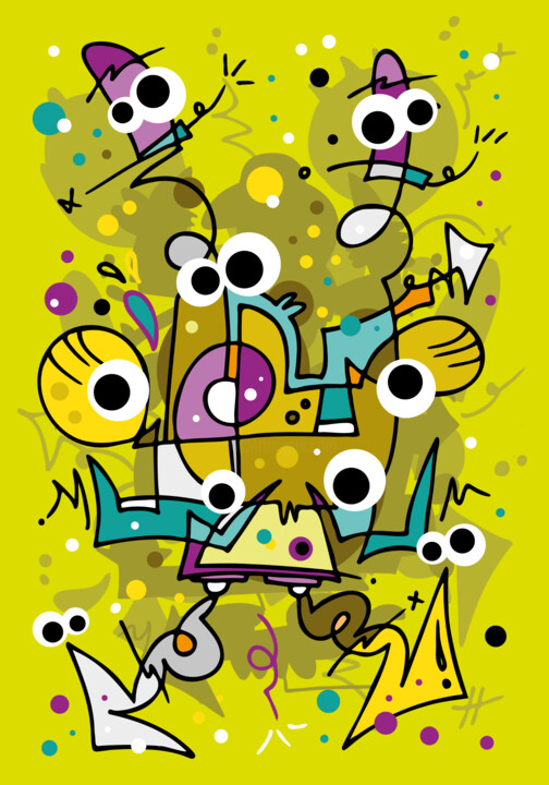 绘画 标题为“Crazy Carnival #5 -…” 由Koen Haarbosch, 原创艺术品, 墨