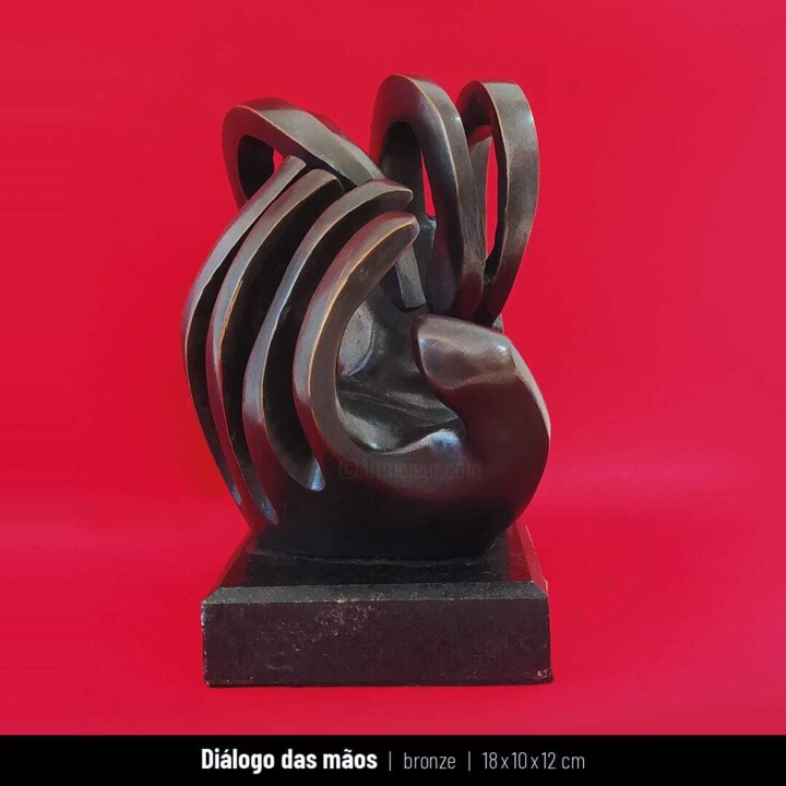 Sculptuur getiteld "Diálogo das mãos" door Anamaria Vieira, Origineel Kunstwerk, Bronzen