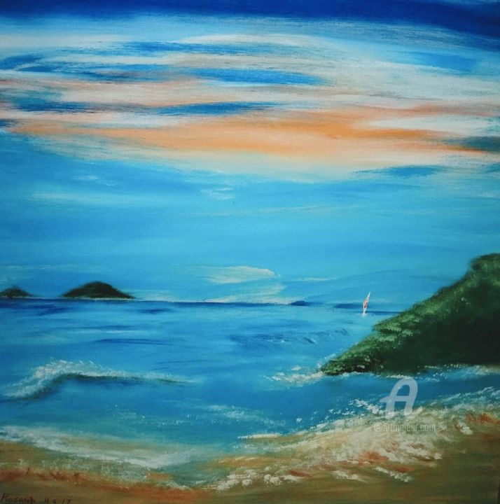 Painting titled "O BARCO E A TEMPEST…" by Anarosa, Original Artwork, Acrylic