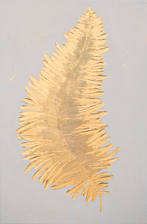 Peinture intitulée "Golden feather" par Anastacia Gaikova, Œuvre d'art originale, Acrylique