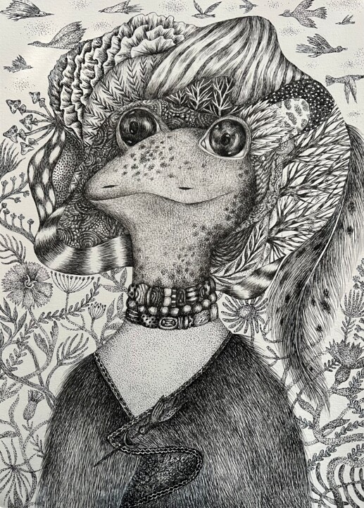 Dibujo titulada "A strange creature…" por Anastasia Cherezova, Obra de arte original, Tinta