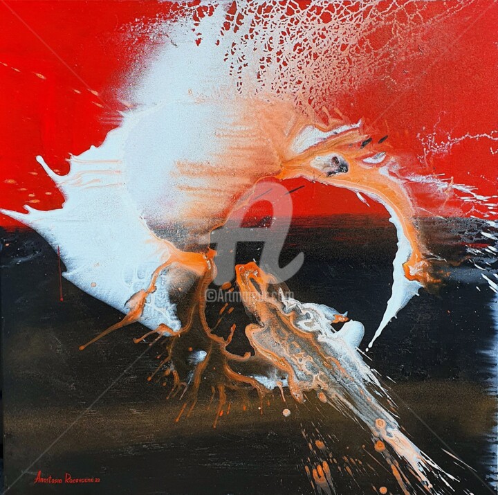 Painting titled "Acceleration" by Anastasiia Rakovchena, Original Artwork, Acrylic Mounted on Wood Stretcher frame