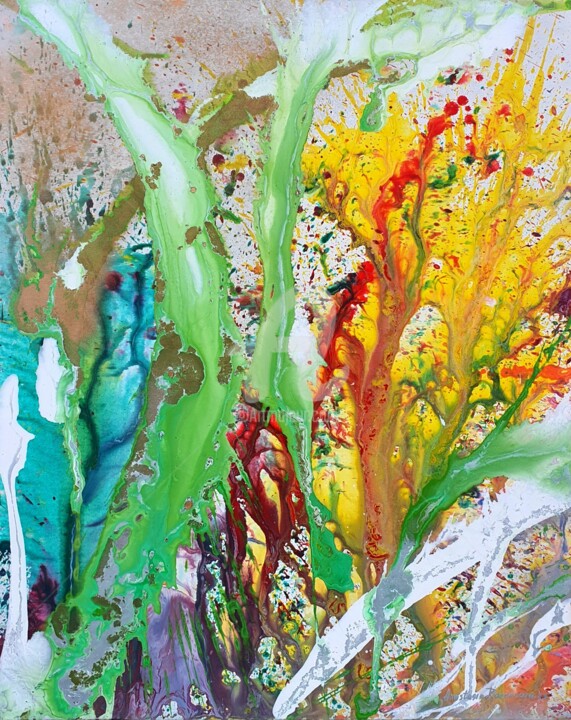 Картина под названием ""Fiesta", series "S…" - Анастасия Раковчена, Подлинное произведение искусства, Акрил Установлен на Де…