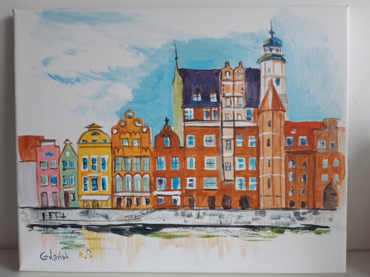 Painting titled "Gdansk" by Anastasiia Subbotina, Original Artwork, Acrylic