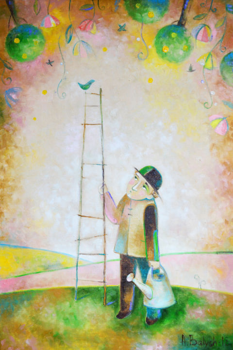 Картина под названием "Пошук Эдэму" - Anastasiya Balysh, Подлинное произведение искусства, Масло