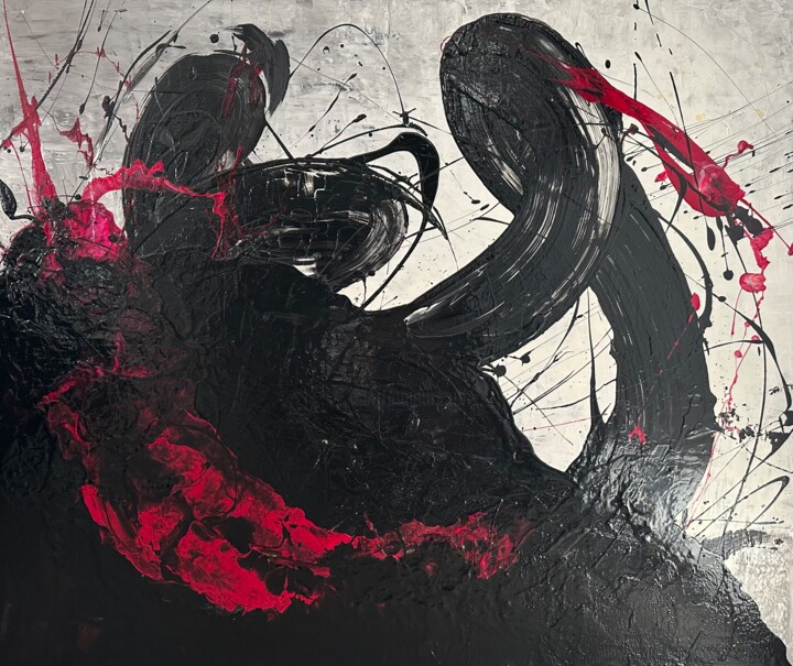 Peinture intitulée "Lava 2" par Anastassia Lo, Œuvre d'art originale, Émail Monté sur Châssis en bois