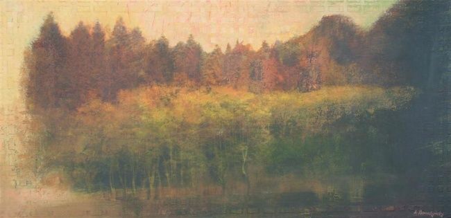 Malerei mit dem Titel "Evening Forest" von Anatoly Baratynsky, Original-Kunstwerk