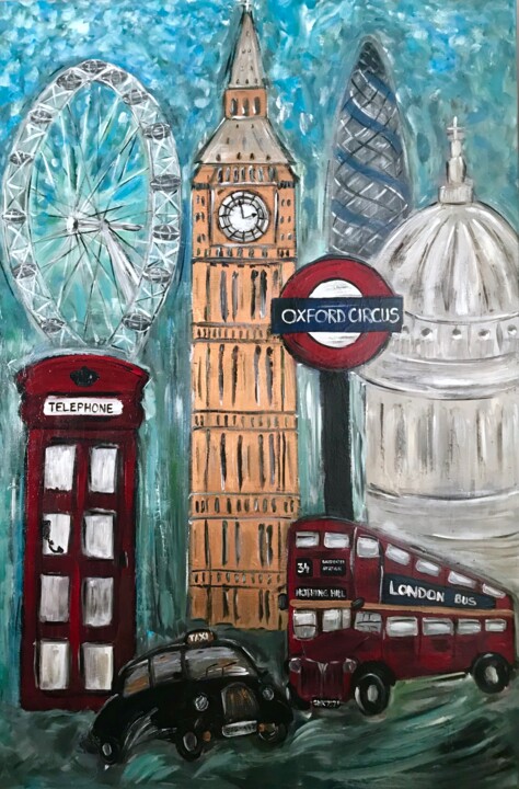 Peinture intitulée "London City" par Andrea Gyoparos, Œuvre d'art originale, Acrylique