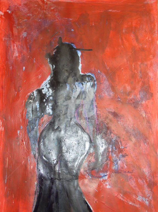 Silhouette Noire Sur Fond Rouge Painting By Andree Mollard Artmajeur