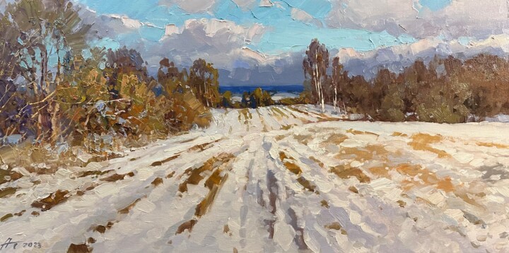 绘画 标题为“Winter in the Field” 由Andrei Belaichuk, 原创艺术品, 油