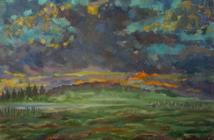 Painting titled "by sunset 2" by Andrei Klenov, Original Artwork, Oil