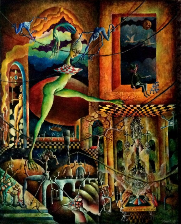 "Le Cirque" başlıklı Tablo Andrej Platounov tarafından, Orijinal sanat, Petrol