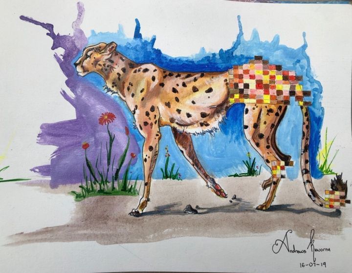 绘画 标题为“Cheetah” 由Andrews, 原创艺术品, 丙烯
