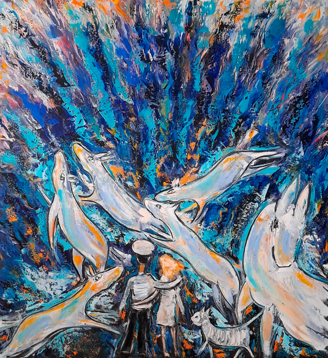 Картина под названием "Ночь прекрасна" - Андрей Сахапов, Подлинное произведение искусства, Масло Установлен на Деревянная ра…