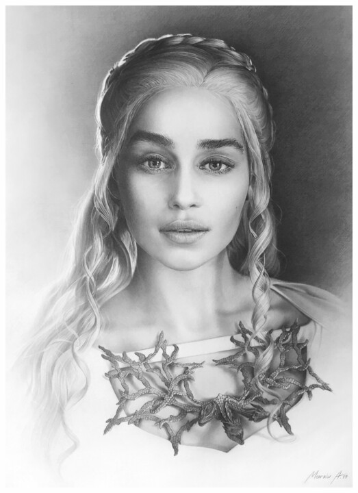 Drawing titled "Daenerys Targaryen" by Andriy Markiv, Original Artwork, Graphite