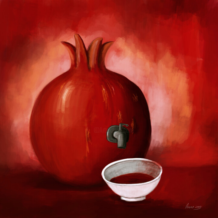 Digital Arts titled "Pomegranate juicer" by Andronik Aboviants, Original Artwork, Digital Painting