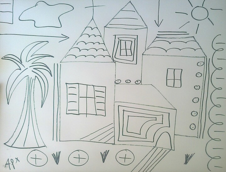 Drawing titled "maisons16.jpg" by Andy Pilgrimm, Original Artwork, Marker