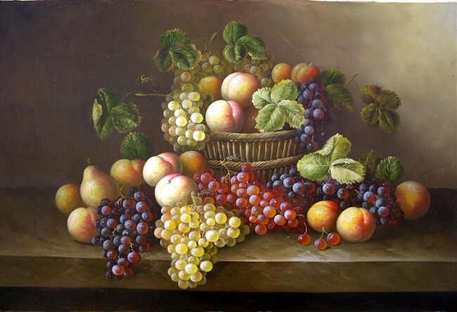 Painting titled "Fruits" by Anecdote, Original Artwork, Oil