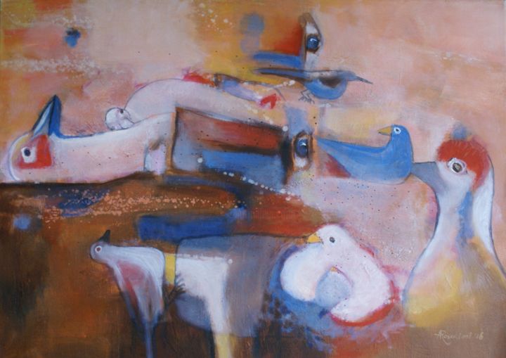 Картина под названием "Overschildering 2 (…" - Angeline Rosendaal, Подлинное произведение искусства, Масло Установлен на Дер…