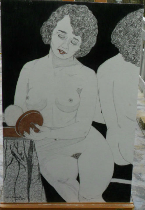 Рисунок под названием "Femme Nue Entrain D…" - Angelino Campigotto, Подлинное произведение искусства, Карандаш