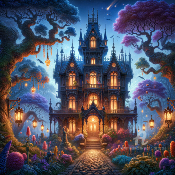 Digital Arts titled "Fantasy Manor: The…" by Angelo Arcamone, Original Artwork, AI generated image