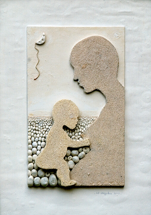 Escultura intitulada "Maternità" por Angelo Mazzoleni, Obras de arte originais