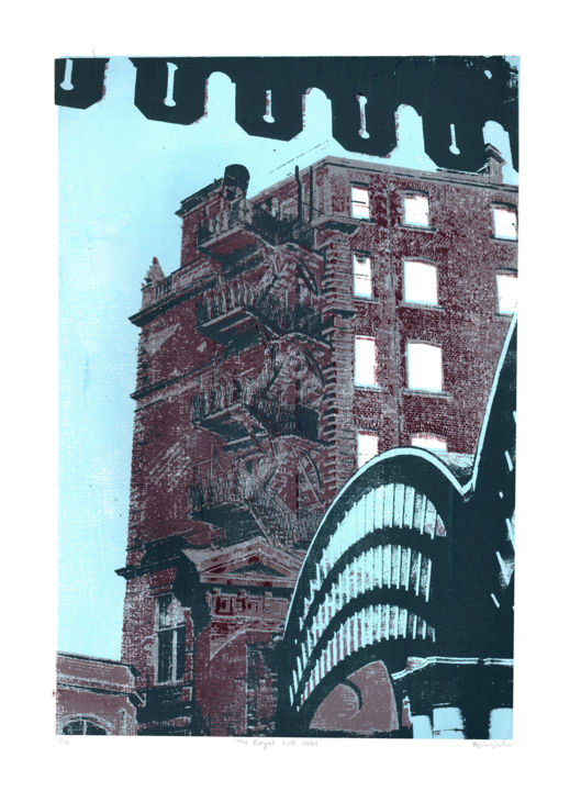 Printmaking titled "The Royal York Hotel" by Angus Vasili, Original Artwork, Screenprinting