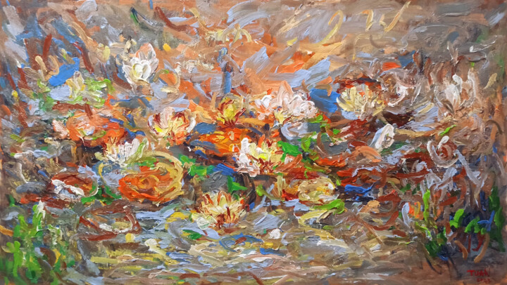 Malerei mit dem Titel "Flowers in the morn…" von Anh  Tuan Le, Original-Kunstwerk, Acryl