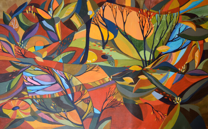Pintura titulada "Autumn Splendor - S…" por Aniko Hencz, Obra de arte original, Acrílico