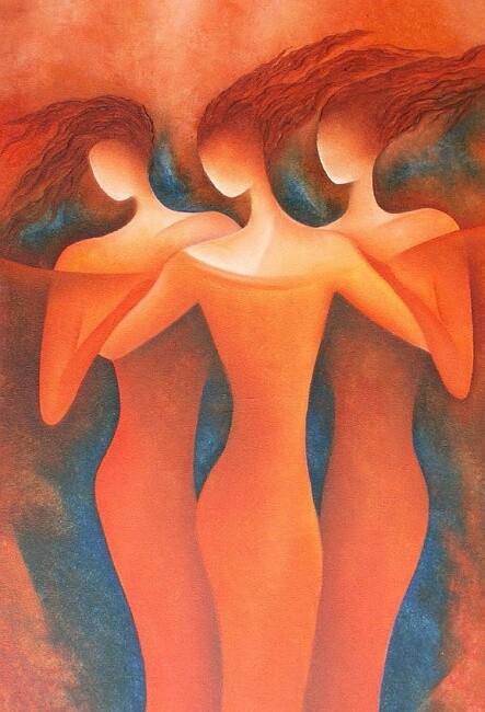 Pintura titulada "three grazies" por Anita Burnaz, Obra de arte original