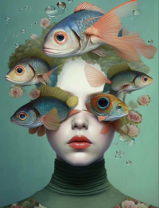 Digitale Kunst mit dem Titel "Underwater Beauty 4" von Anita Kalmar, Original-Kunstwerk, Digitaldruck