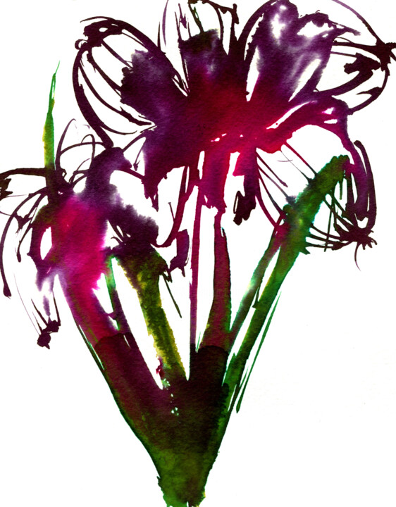 Drawing titled "Flower #6" by Anja Rudko, Original Artwork, Ink