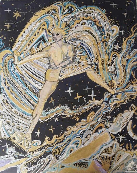 Malerei mit dem Titel "Night dancer" von Anna Aspasia Theodorakis, Original-Kunstwerk, Acryl