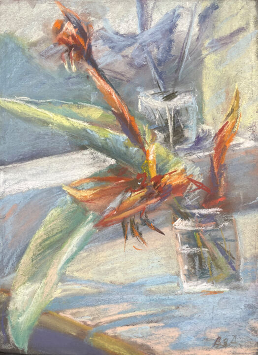 Dibujo titulada "orange flowersr" por Anna Bogushevskaya, Obra de arte original, Pastel