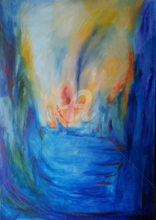 Pittura intitolato "La memoria dell'acq…" da Anna Ferrari, Opera d'arte originale, Acrilico