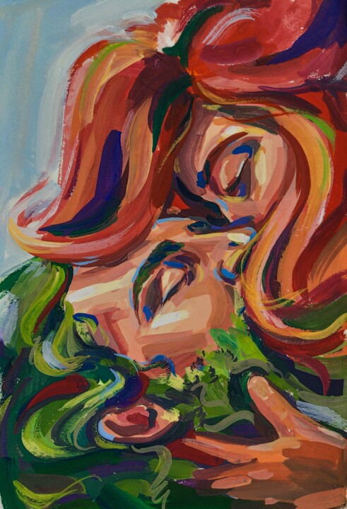 绘画 标题为“Kiss of the Mountain” 由Anna Lazar, 原创艺术品, 丙烯 安装在木质担架架上