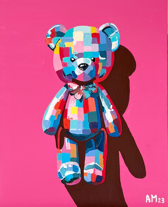 Pintura titulada "Teddy's Bubblegum" por Anna Meyster, Obra de arte original, Acrílico Montado en Bastidor de camilla de mad…