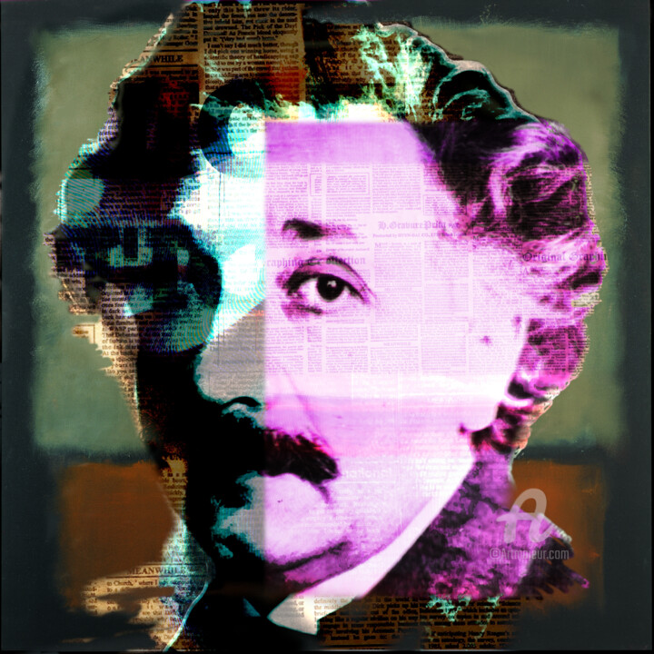 Digitale Kunst getiteld "Pop art Einstein 5" door Anna Serebrenoya, Origineel Kunstwerk, 2D Digital Work