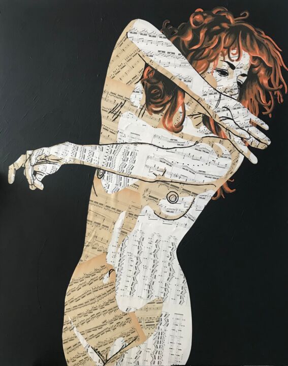 Collages intitolato "Sabbat" da Annabelle Amory, Opera d'arte originale, Acrilico Montato su Telaio per barella in legno