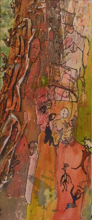 Pintura titulada "Sous la peau des ar…" por Laura Vassiliu, Obra de arte original, Acuarela Montado en Bastidor de camilla d…