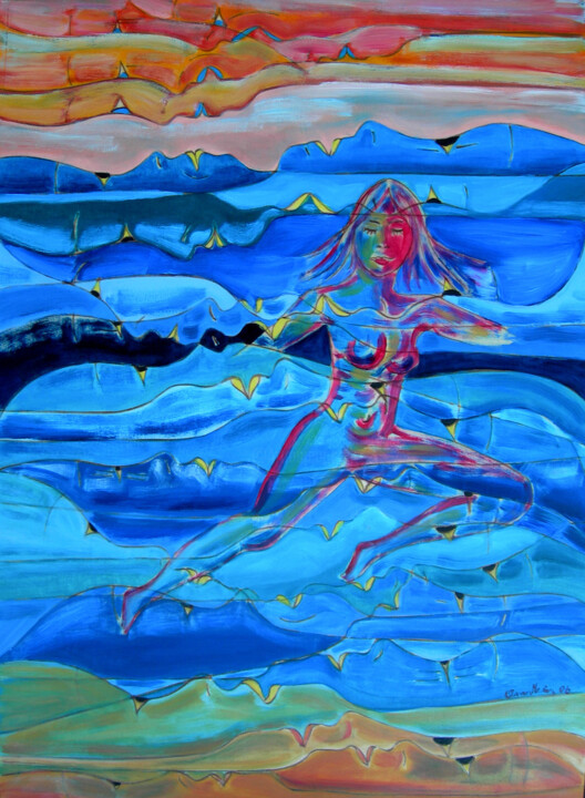 Pittura intitolato "La danza del mare" da Annamaria Danese, Opera d'arte originale, Olio