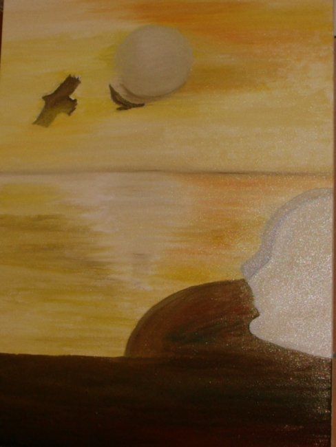 Painting titled "un volo libero" by Anna Maria Ladu, Original Artwork