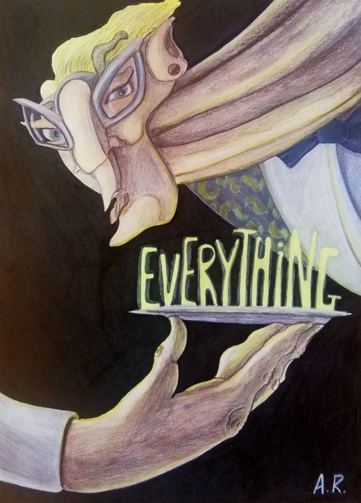 Disegno intitolato "Everything" da Anna Reshetnikova, Opera d'arte originale, Pennarello